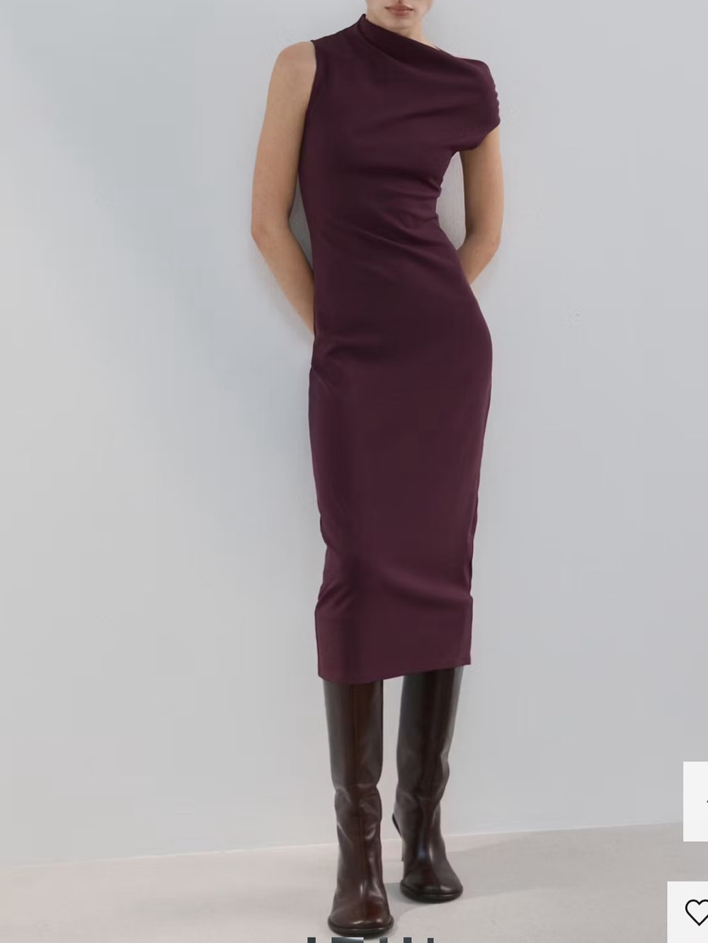Mango Sleeveless Cowl Neck Maxi Dress in Plum ASYMMETRICAL-NECK MIDI-DRESS 4098